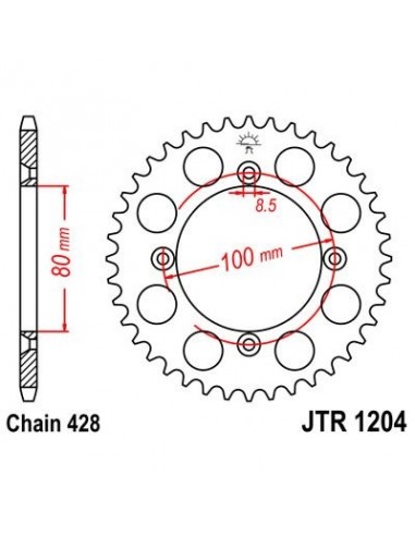 Corona JT 1204 de acero con 49 dientes