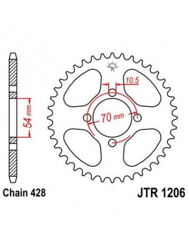 Corona JT 1206 de acero con 42 dientes