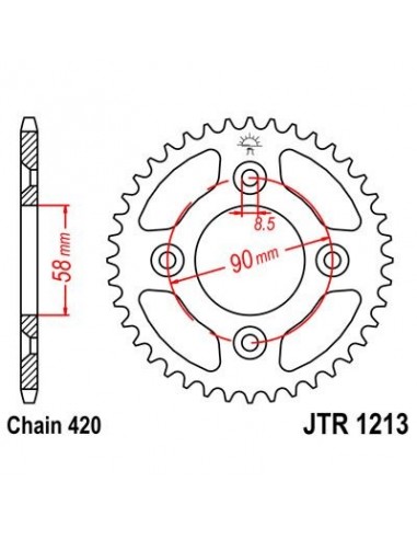 Corona JT 1213 de acero con 37 dientes