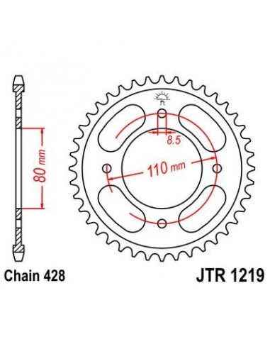 Corona JT 1219 de acero con 42 dientes