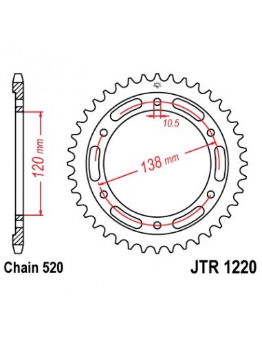 Corona JT 1220 de acero con 36 dientes