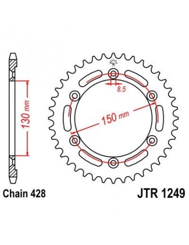 Corona JT 1249 de acero con 51 dientes