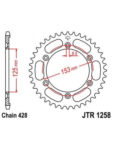 Corona JT 1258 de acero con 54 dientes