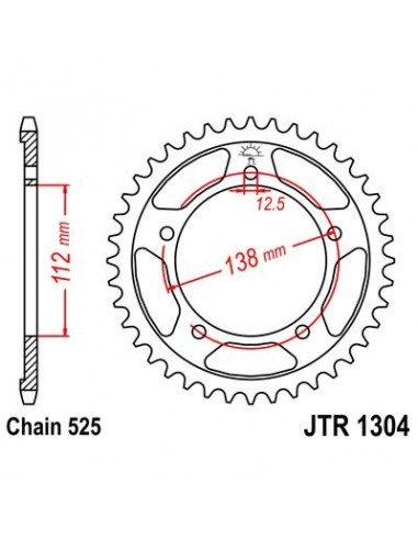 Corona JT 1304 de acero con 38 dientes