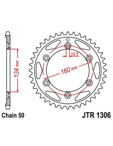 Corona JT 1306 de acero con 40 dientes