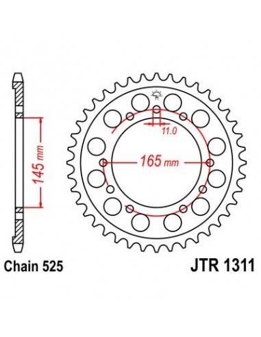 Corona JT 1311 de acero con 45 dientes