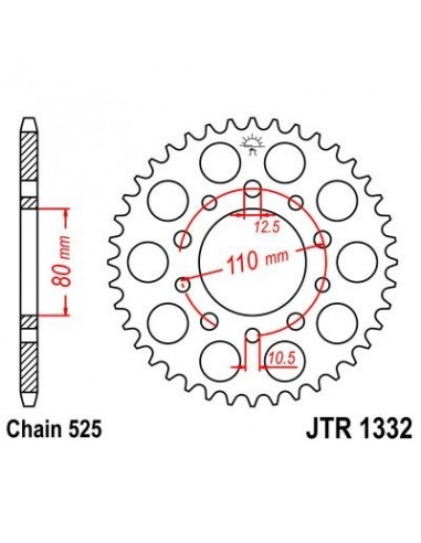 Corona JT 1332 de acero con 36 dientes