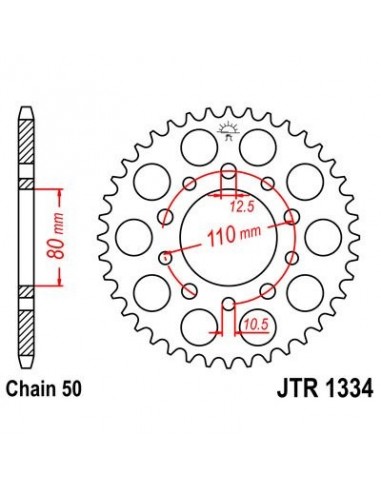 Corona JT 1334 de acero con 36 dientes