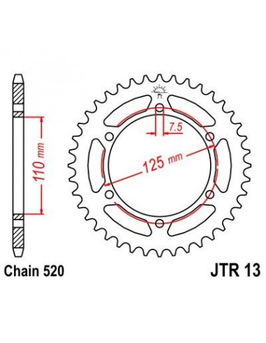 Corona JT 13 de acero con 38 dientes