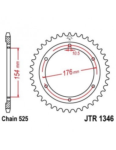 Corona JT 1346 de acero con 43 dientes