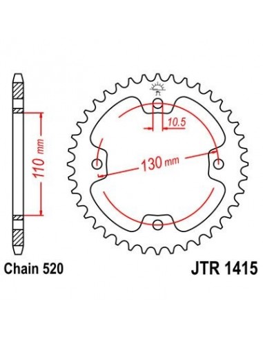 Corona JT 1415 de acero con 38 dientes