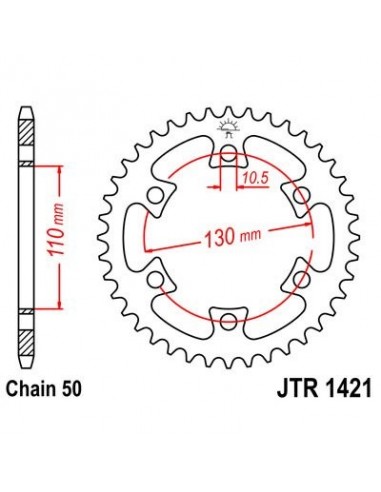 Corona JT 1421 de acero con 40 dientes