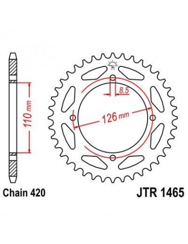 Corona JT 1465 de acero con 46 dientes