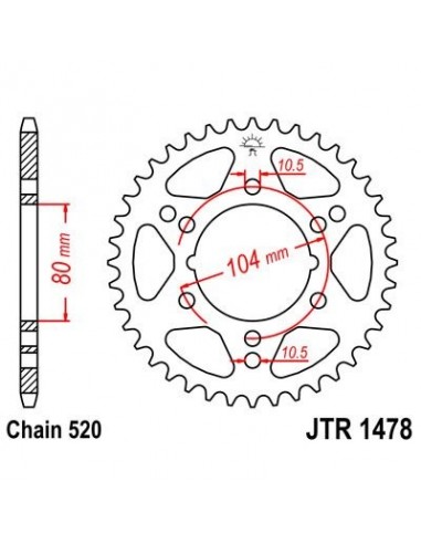 Corona JT 1478 de acero con 30 dientes