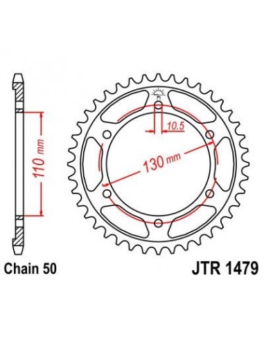 Corona JT 1479 de acero con 47 dientes