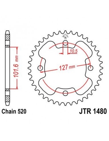 Corona JT 1480 de acero con 37 dientes