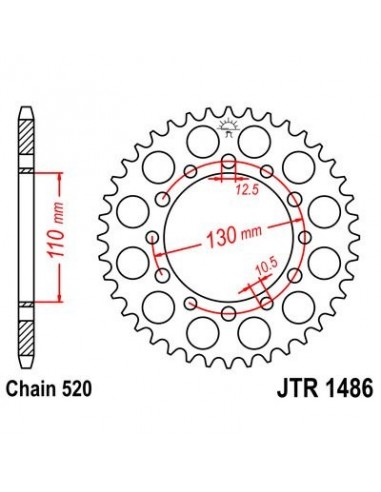 Corona JT 1486 de acero con 40 dientes