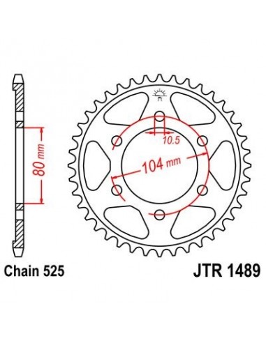 Corona JT 1489 de acero con 39 dientes