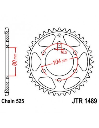 Corona JT 1489 de acero con 44 dientes