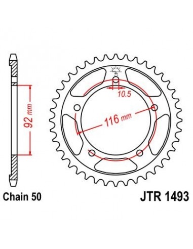 Corona JT 1493 de acero con 41 dientes