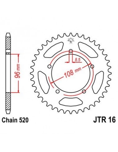 Corona JT 16 de acero con 40 dientes