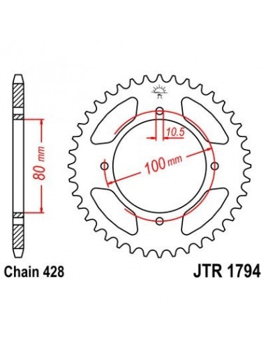 Corona JT 1794 de acero con 45 dientes