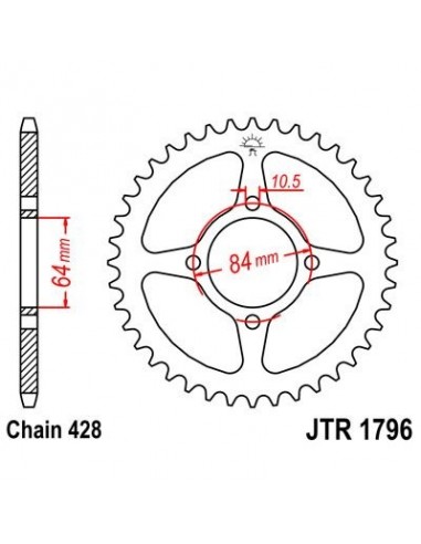 Corona JT 1796 de acero con 49 dientes