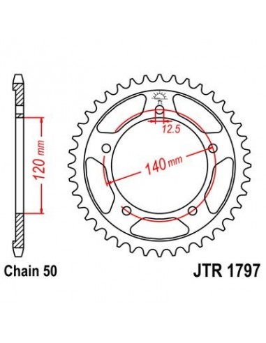 Corona JT 1797 de acero con 41 dientes