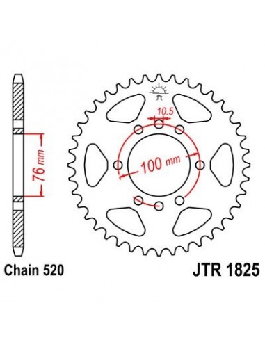 Corona JT 1825 de acero con 48 dientes