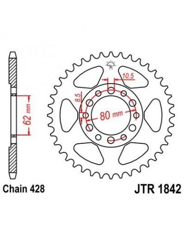 Corona JT 1842 de acero con 44 dientes