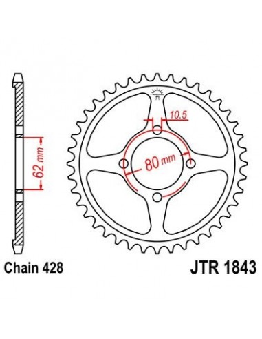 Corona JT 1843 de acero con 54 dientes