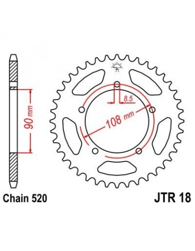 Corona JT 18 de acero con 45 dientes