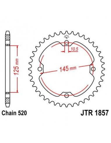 Corona JT 1857 de acero con 38 dientes