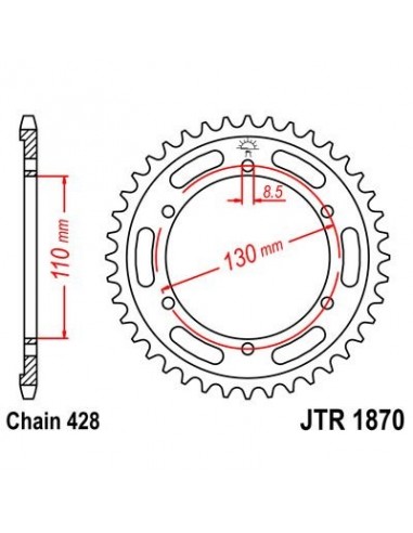 Corona JT 1870 de acero con 44 dientes