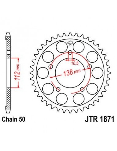 Corona JT 1871 de acero con 48 dientes