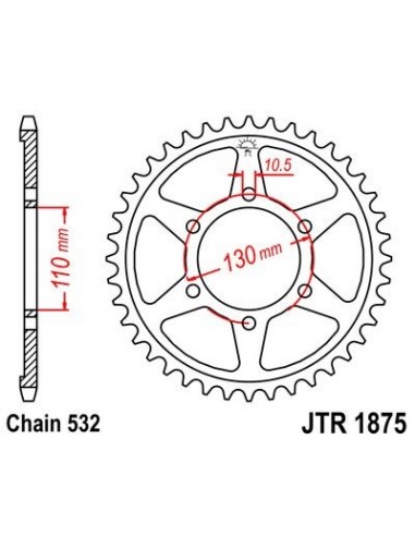 Corona JT 1875 de acero con 48 dientes