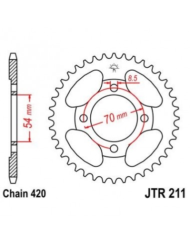 Corona JT 211 de acero con 39 dientes