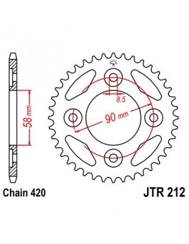 Corona JT 212 de acero con 34 dientes