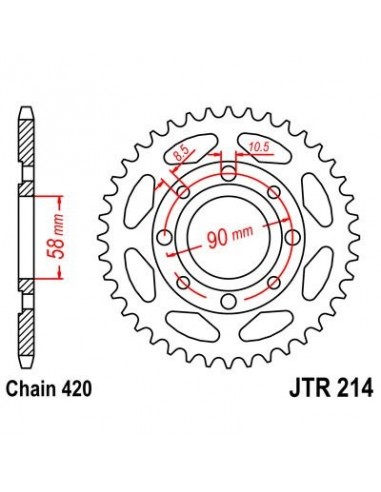 Corona JT 214 de acero con 36 dientes