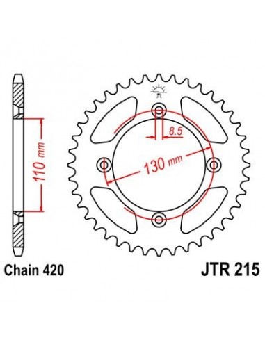 Corona JT 215 de acero con 49 dientes