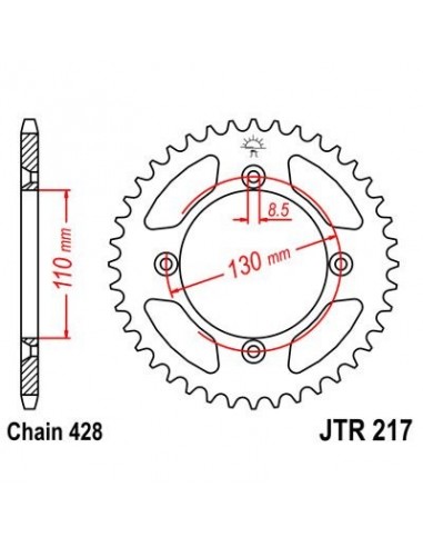 Corona JT 217 de acero con 49 dientes