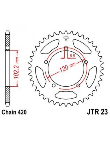 Corona JT 23 de acero con 47 dientes