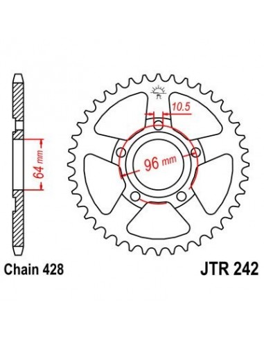 Corona JT 242 de acero con 53 dientes