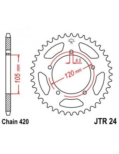 Corona JT 24 de acero con 50 dientes