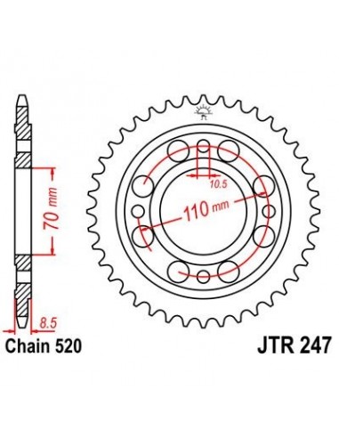 Corona JT 247 de acero con 36 dientes