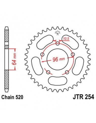 Corona JT 254 de acero con 37 dientes