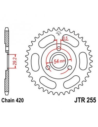 Corona JT 255 de acero con 35 dientes