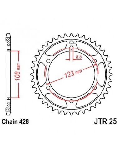 Corona JT 25 de acero con 60 dientes