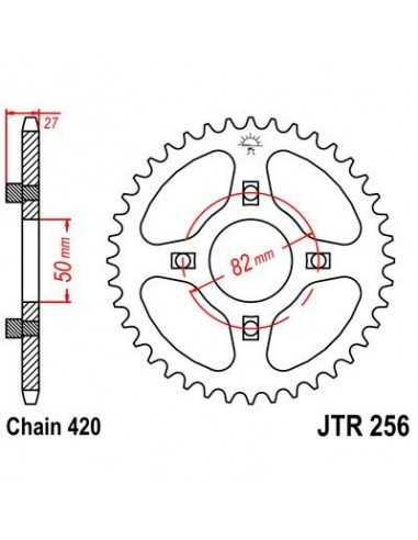 Corona JT 256 de acero con 38 dientes