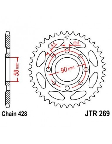 Corona JT 269 de acero con 34 dientes